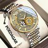 Luxury Man Automatic Wristwatch Waterproof Luminous Skeleton Hollow Design Stainless Steel Men's Mechanical Watches Independent Seconds Dial