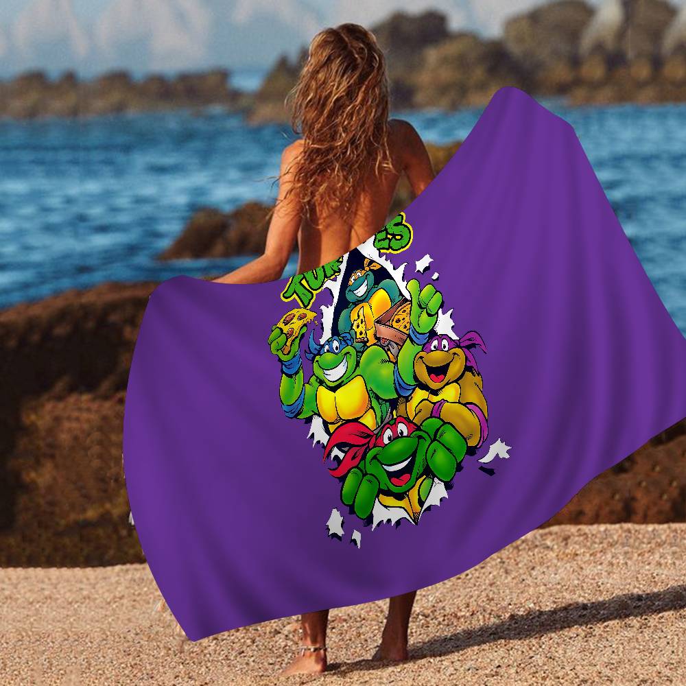 Cartoon N-Ninja Turtles Microfiber Printed Beach Towel Mountain Climbing Yoga Beach Swimming Running Absorbent Soft Towel