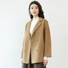 Women's Double-Breasted Wool Coat with Suit Collar - Korean Loose Slimming Style