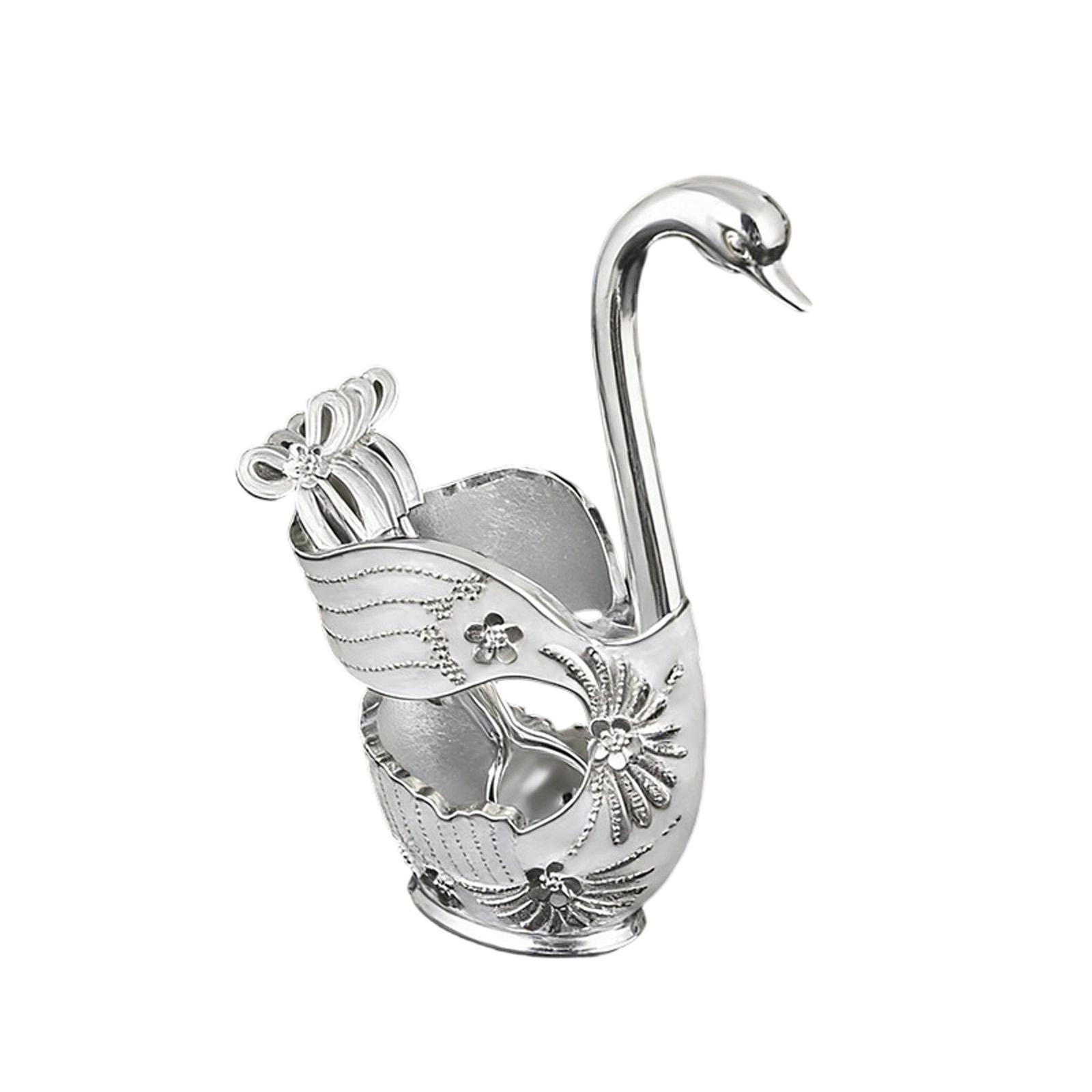 

Swan Shaped Metal Pen Holder Decorative Desk Organizer with Embossed Detailing Elegant Tabletop Storage for Office Home One Size серебряный