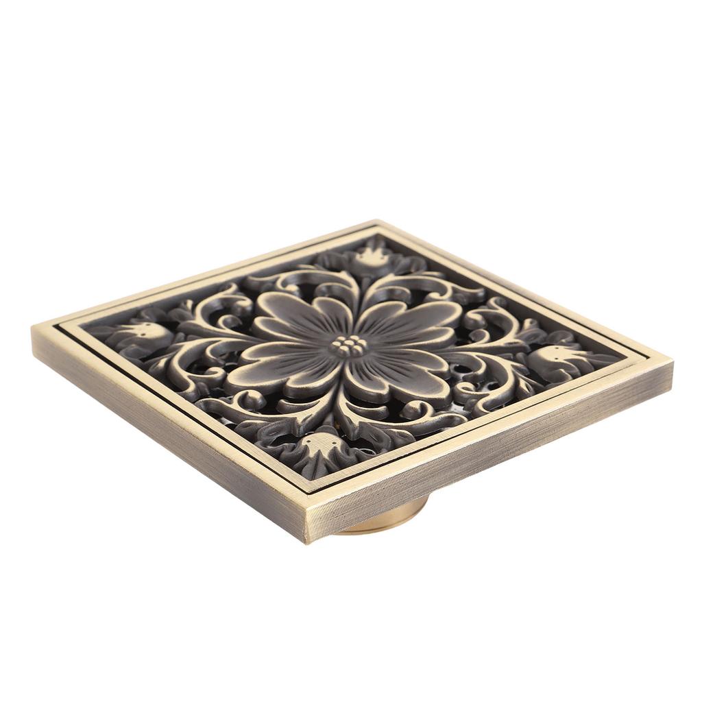 Floor Drain Brass Square Bathroom Shower Sewer Filter Strainer Ancient Style Odorless