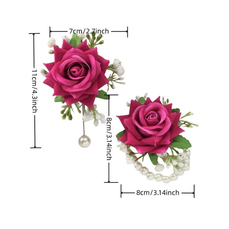 Artificial Rose Pearls Bows Bridal Gifts Hand Flowers Party Prom Accessories for Bride and Bridesmaids