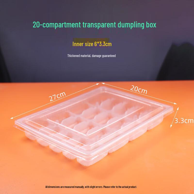 Disposable 20-Compartment Dumpling Packaging Boxes with Anti-Fog Lids