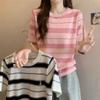 Summer Young Girl Stripe Cartoon Embroidery Pullovers TShirt Korean Women Casual Loose Short Sleeve Student T-Shirts Y2k Top Female Streetwear