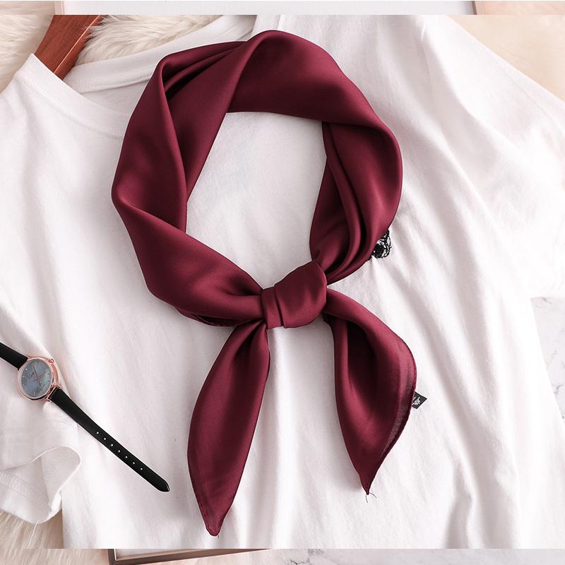 Solid 50s Neck Scarf Solid Color Hair Ribbon Scarf Retro Imitation Silk Necktie Long Skinny Scarf For Purse