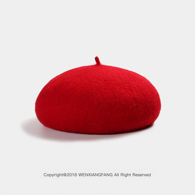 Vintage Women Girl Beret French Artist Warm Wool Winter Beanie Hat Cap Plain Beret Hats Solid Color Elegant Lady Winter Caps