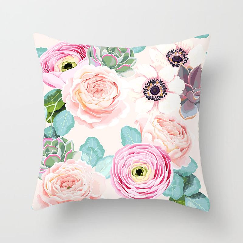 Nordic Style Spring Flower Print Pillowcase Living Room Office Sofa Cushion Cover Home Decor Pillowcase