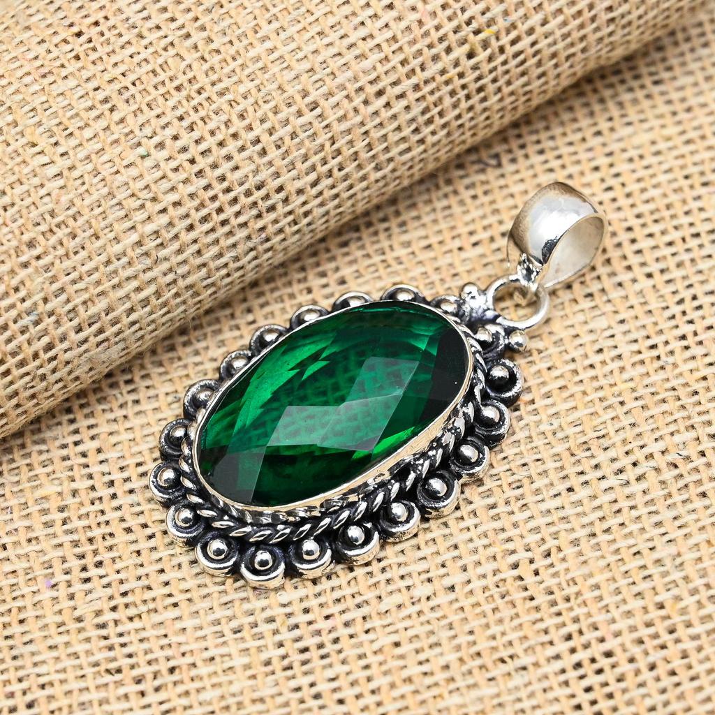 Kromdiopsid Ädelsten Handgjord 925 Massivt Sterlingsilver Smycke För Kvinnor