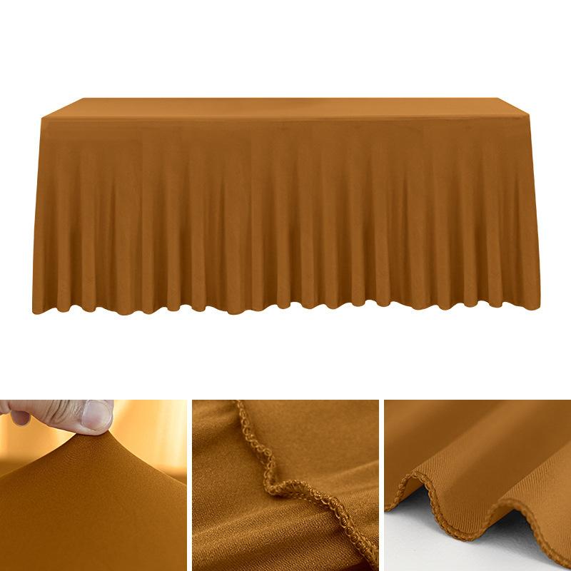 Spandex Rectangle Table Skirts 4/5/6/8ft Fitted Table Cover Wrinkle Resistant Cloth for Hotel Wedding Anniversary Party Decor