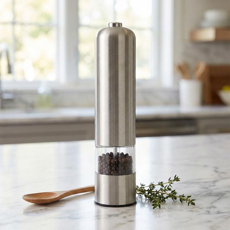 1/2PCS Electric Salt Pepper Grinder Set One Handed Operation Stainless Steel Spice Mill With Light Automatic Pepper Grinde