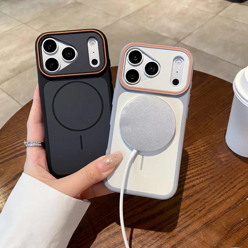 For iPhone 16 17 Pro Max Luxury Magsafe Magnetic Soft Silicone Frame Phone Case For iPhone Air 12 13 14 15 Protective Matte Cover