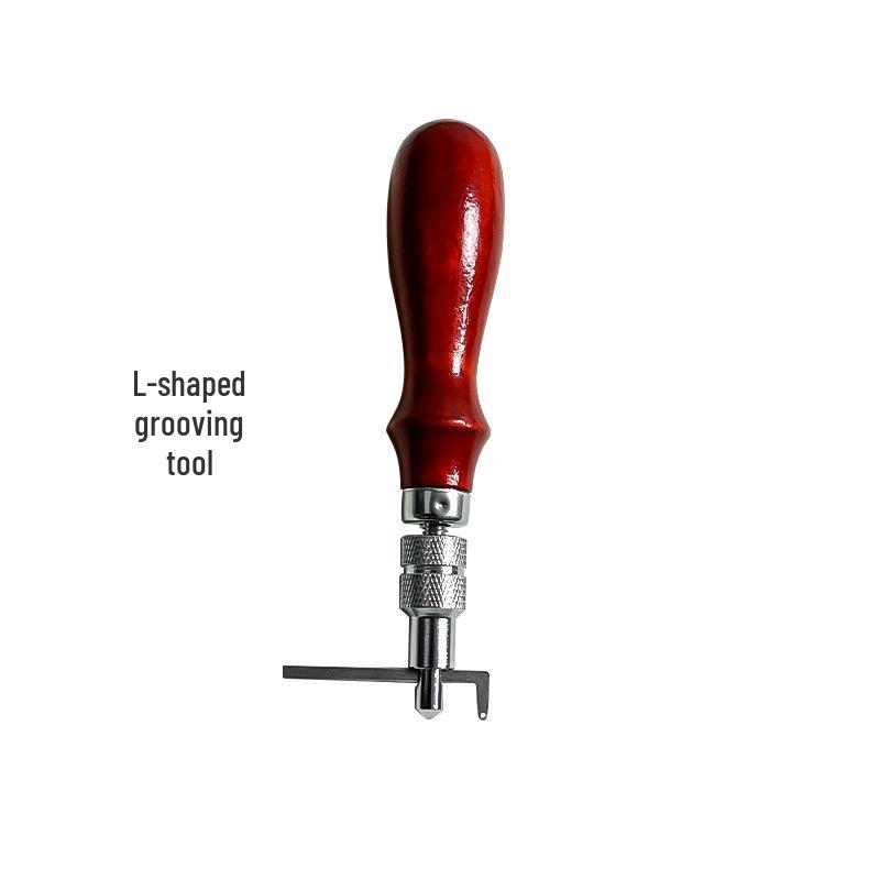 Multi-functional L-Shaped Leather Grooving and Edging Tool with Solid Wood Handle