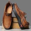 Fashion 2025Men's Slip-On Casual Leather Shoes Wear-Resistant Anti-Skid Round Toe Loafers Thick Bottom Dress Footwear All Season