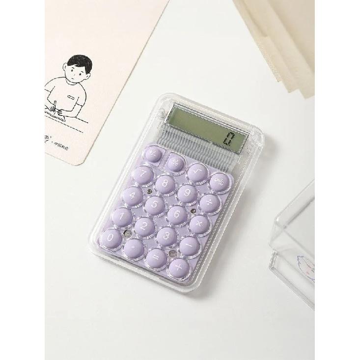 Mini Calculator 8-Digit LCD Display Transparent Portable Calculator for Students
