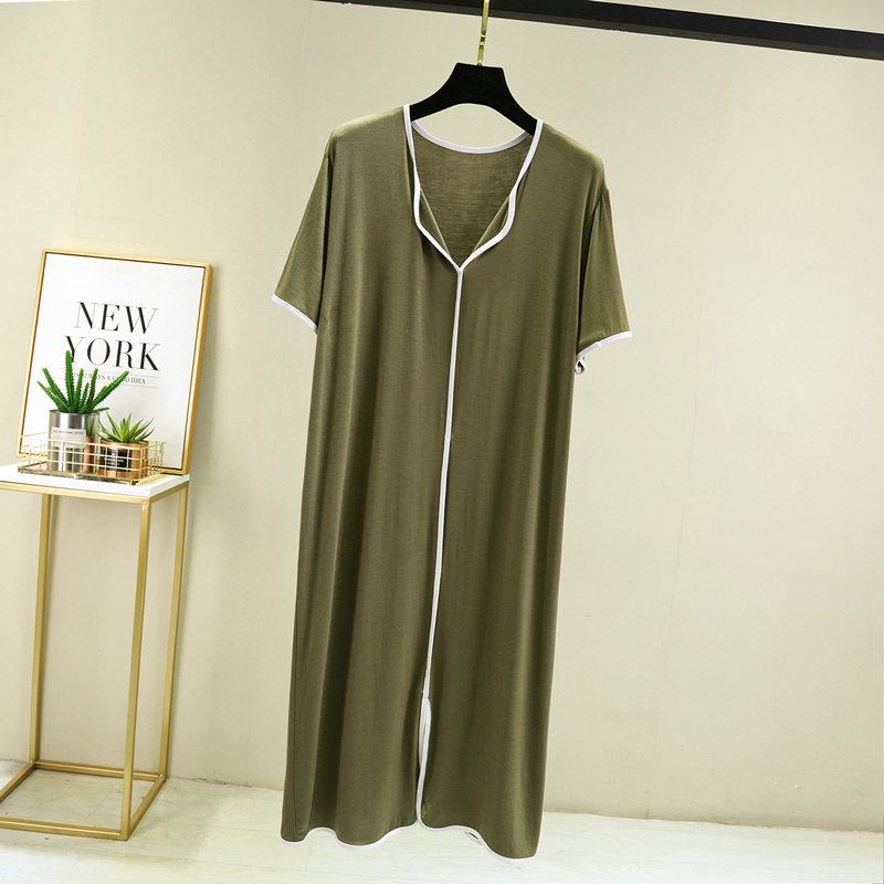 Women's Modal Short-Sleeve Summer Nightdress, Loose Fit, Large Size, Belly-Covering Hem, Lightweight Long Skirt.