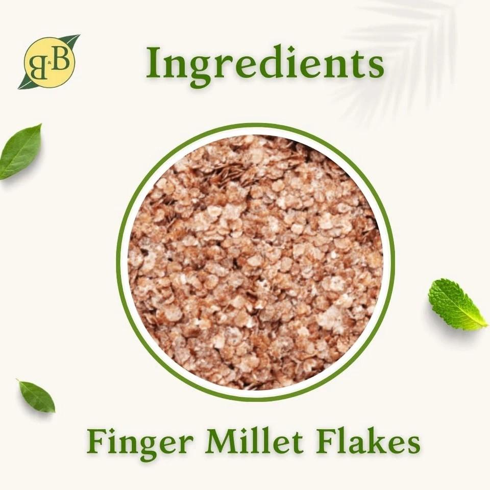 B&B Organics Finger Millet Flakes (500g)/ Traditional Millet Flakes/Ragi Aval.