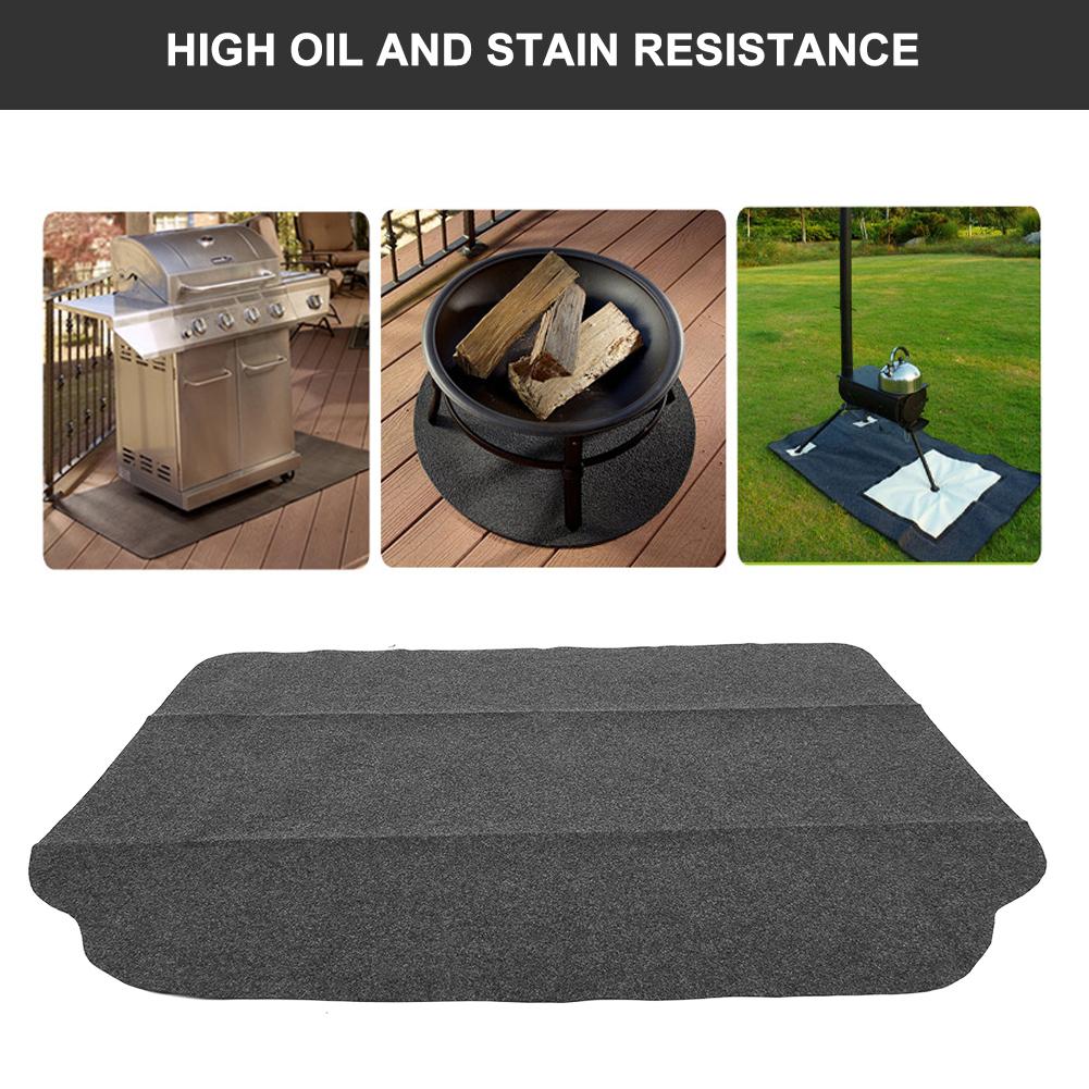 50x36in Black Outdoor Oil Proof Environmental Protection Barbecue Mat BBQ Grill Oven Floor Mat
