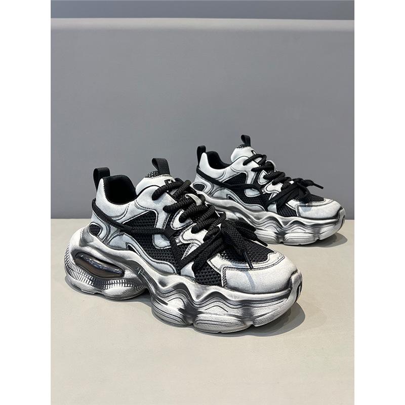 Spring and summer mesh breathable and comfortable casual shoes European air cushion retro thick-soled dad shoes dl