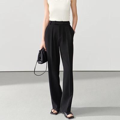 Miss Bird Women's Black High-Waisted Straight-Leg Trousers