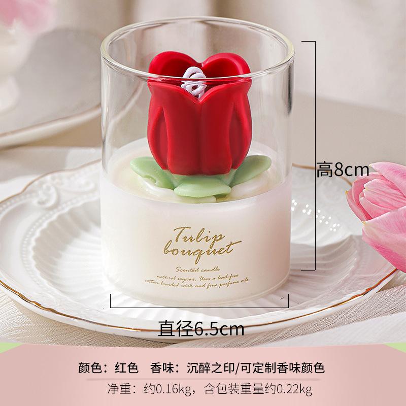 520 Muse Day Romantic Handmade Gift Tulip Flower Aromatherapy Cup Birthday Souvenir Tulip Flower Candle