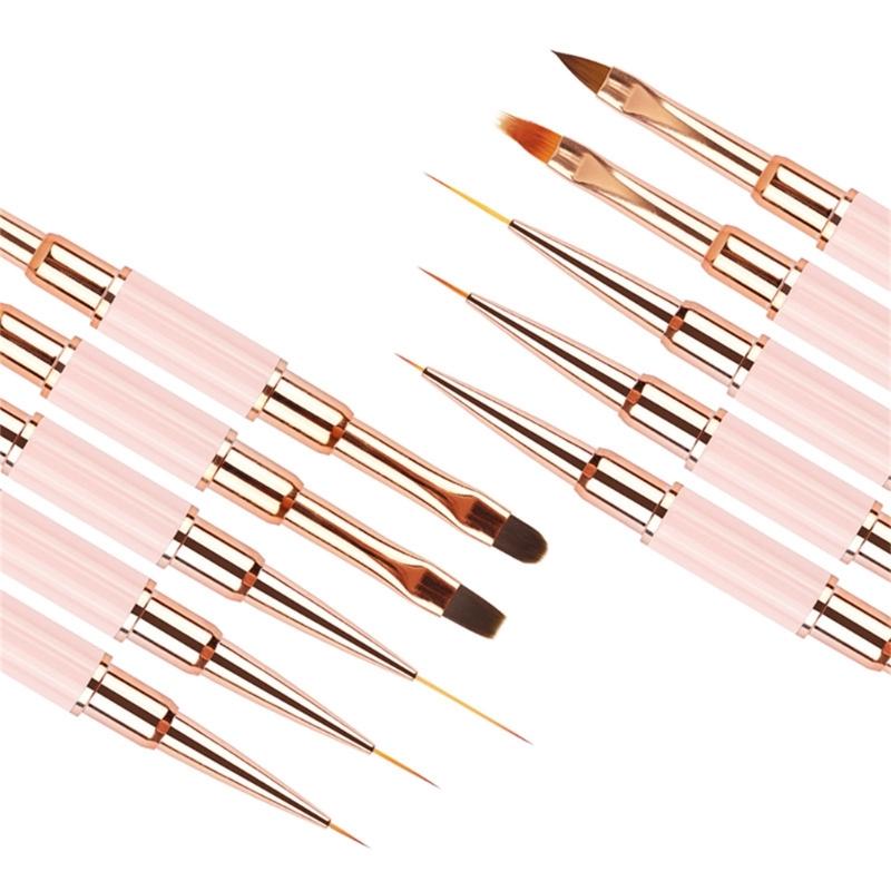 5 Pcs Double-Sided Nails Art Brushes Practical Nails Art Liner Brushes Nail Art Pens Nail Brushes for Long Lines