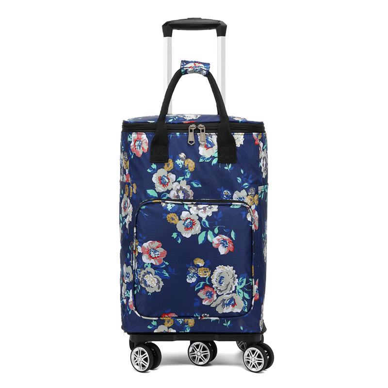 Folding Portable Grocery Shopping Cart with Bag - Household Supermarket Trolley