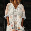 Luźna Sukienka Kaftan z Dekoltem V i Kwiatowym Wzorem z Kieszeniami Długi Rękaw Codzienna Sukienka Maxi dla Kobiet Wygodny Design