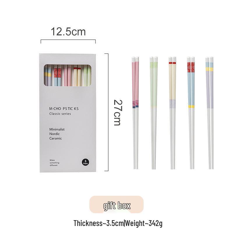 Vibrant Color Block Ceramic Chopsticks Set - Stylish Single-Use Gift Box