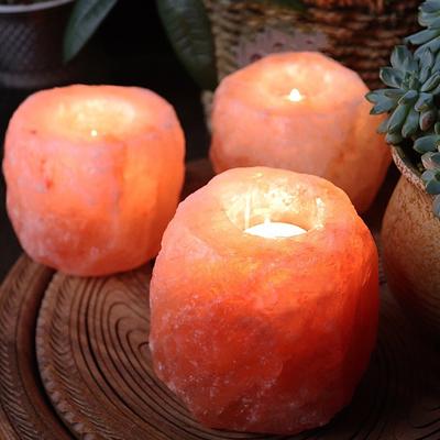 Kristallsalz-KerzenhalterAromatherapie-OrnamentNatürlicher MineralsalzsteinRomantisches dekoratives OrnamentSalz-Kerzenhalter