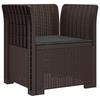 1 Seater Armchair with Cushion Rattan Look PP Brown