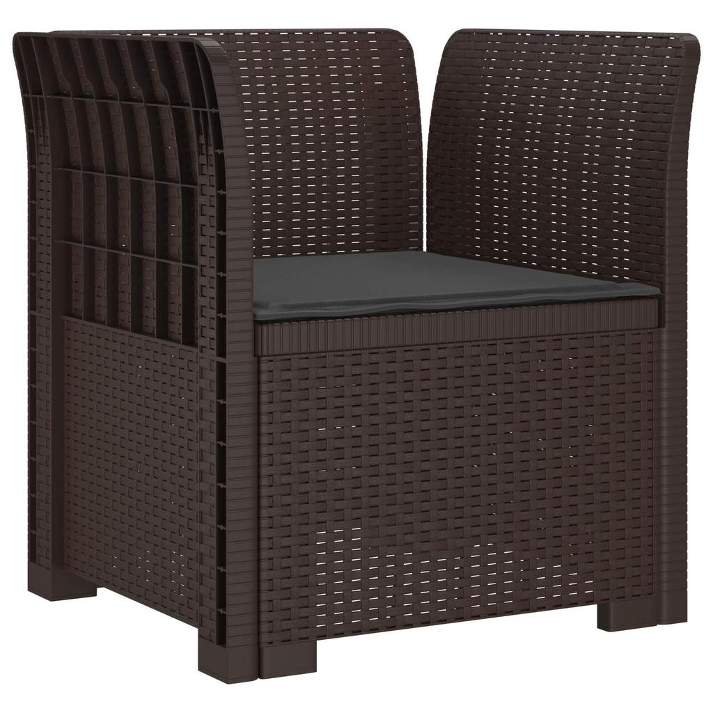 1 Seater Armchair with Cushion Rattan Look PP Brown