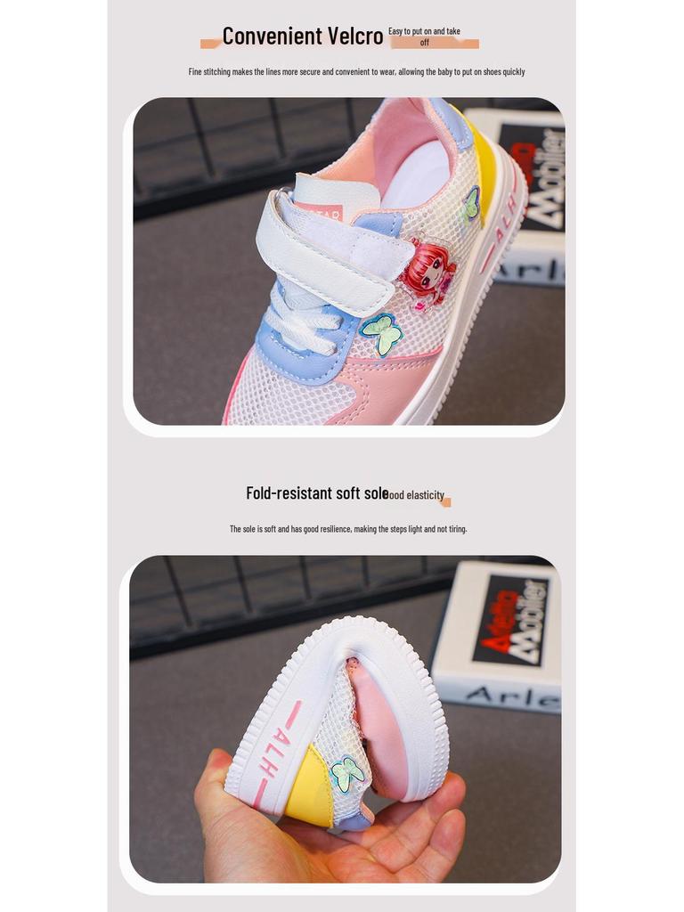 Girls' Summer 2025 Mesh Breathable Sports Shoes - Soft Sole, Lightweight Sneakers for Children
