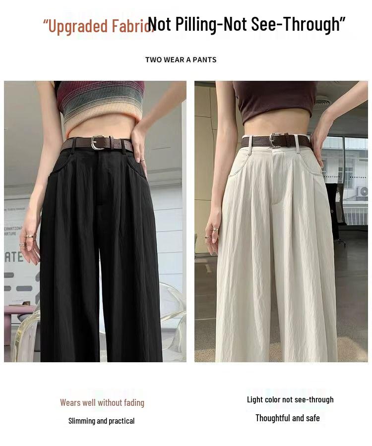 Petite Yamamoto Wide-Leg Pants for Women, High-Waisted Cotton Linen, Drapey Slimming Style, Perfect for Spring/Autumn, Suited for 145cm Height.