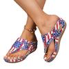 Large size summer new European and American style flag slippers slope heel platform beach shoes