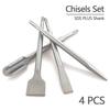 4Pcs Pointed /Flat Bit Hammer Drill Bit Round Shank Rotary Hammer Gouge Set  Tile Slotting