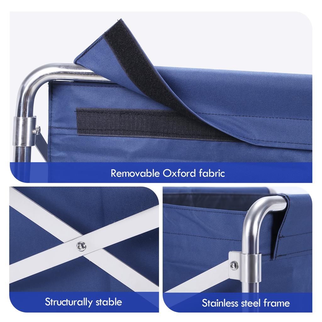 Commercial Collapsible Laundry Hamper with Wheel Folding Stainless Steel Rolling Hamper for Hotel/Nursing Home/College/Groceries