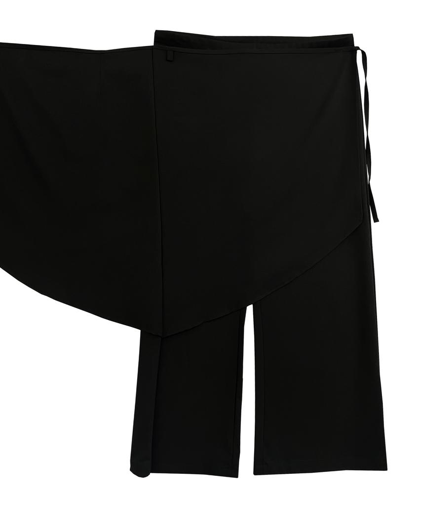 Opeuntaib Skirt Layered Wide Pants (Black)