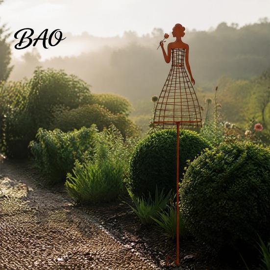 Unique Garden Retreat Art Metal Elegant Lady Trellis for Climbing Plants, Weatherproof Plant Support Stake, Female Silhouette Decorative Woman Outdoor