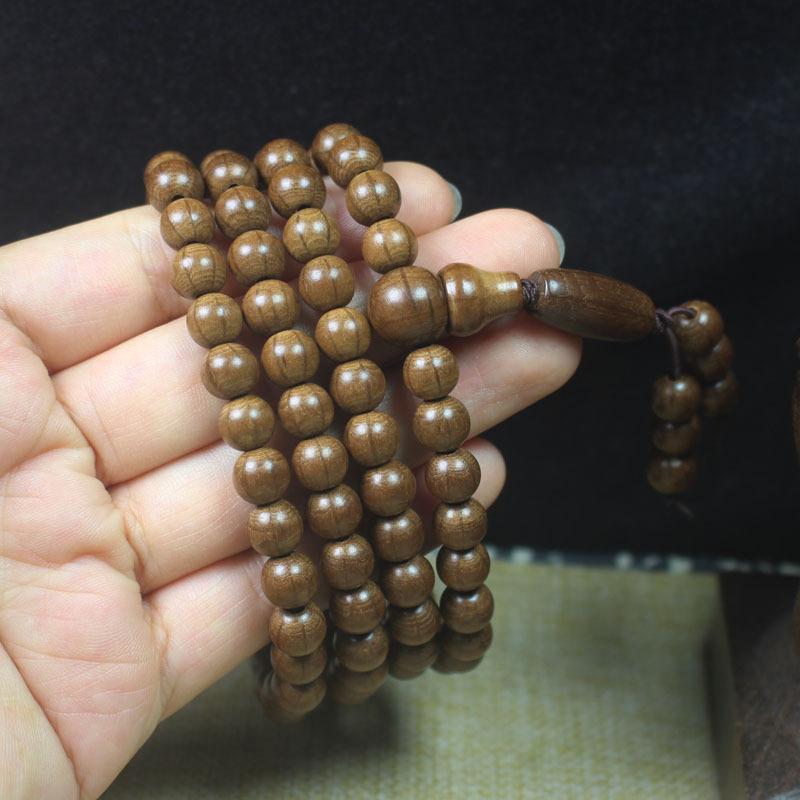 8mm Six-Ridge Wood Mala Bracelet Dzi Bead Ethnic Style Hand Ornament