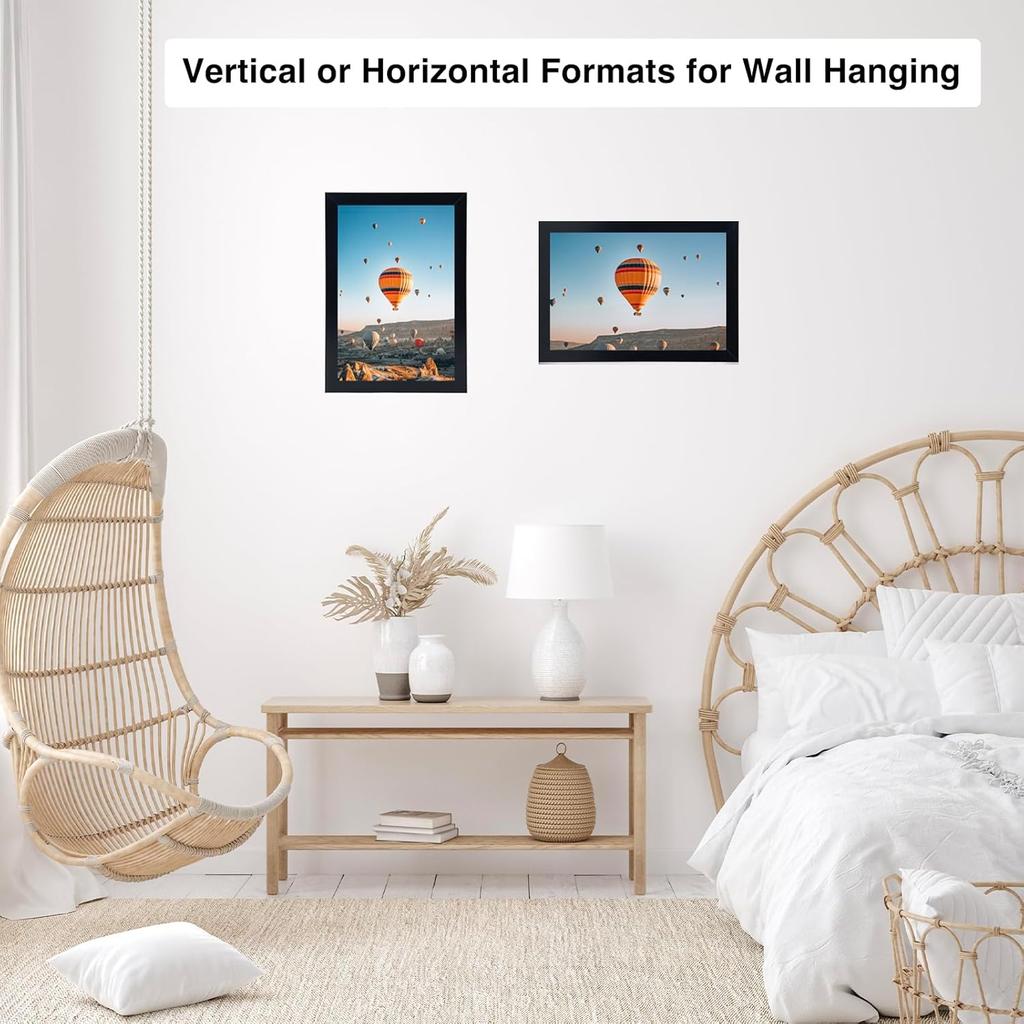 7x9 Picture Frame Black for Wall Hanging or Tabletop- Wall Mounting Horizontally or Vertically, 7 x 9 Wall Gallery Poster Photo Frame for 7 by 9
