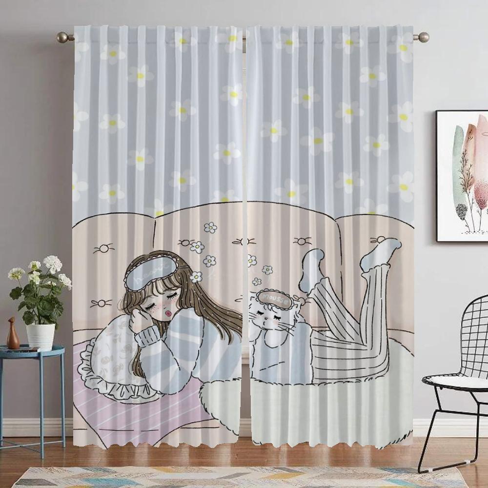 

Mikko кухонные шторы 2 шт тюль для спальни жалюзи оконные шторы для комнаты 2 панели Хэллоуин украшения перегородка гостиная W50xH70cmx2pcs-CL