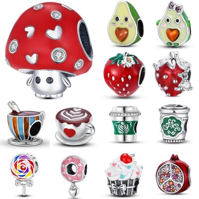 Copper Strawberry Fruit And Vegetable Food Series Charms Beads Fit Original Fine Braceletsdiy Jewelry Gift