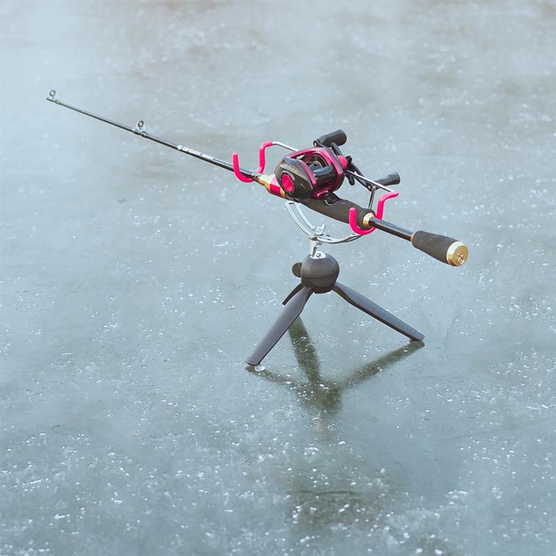 360 Degree  Adjustable Ice Fishing Rod Rack Multi-Functional Folding Fishing Rod Stand Aluminum Alloy Ice Pole Holder Ice Fishing