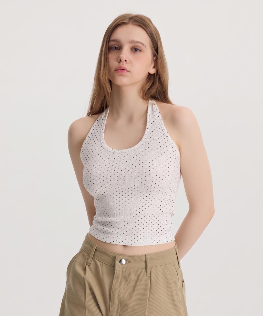 CARGOBROS FOR WOMAN Dot Halterneck Sleeveless Top (White)