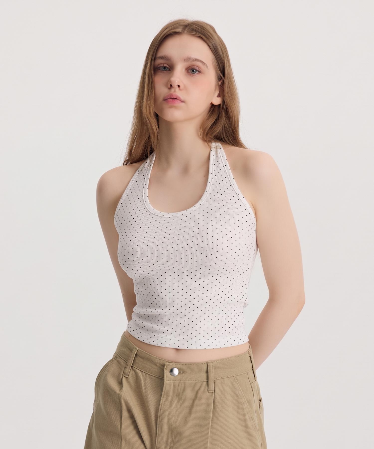 Cargo Bros For Woman Dot Halterneck Sleeveless Top (White) Free