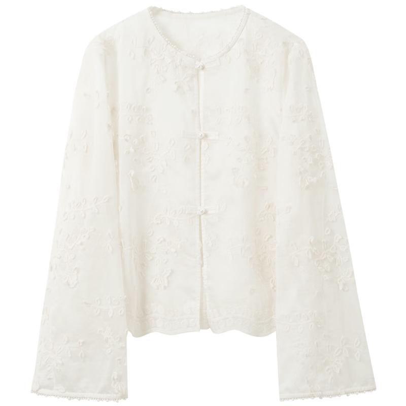 Sancai Floral bestickte Lyocell Cardigan Jacke