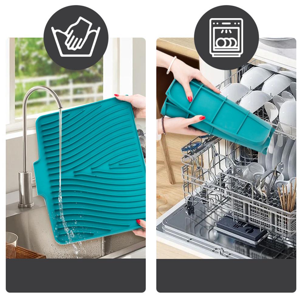 1X Silikonavloppsdynor Torkmatta Kastruller Diskavloppsmattor För Köksbord Diskställ Halkfria Mattor Skållningsskyddande Underlägg Köksredskap