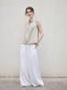 High-quality pure linen temperament women's vest summer new folding swinging collar sleeveless design A-shaped pendulum top