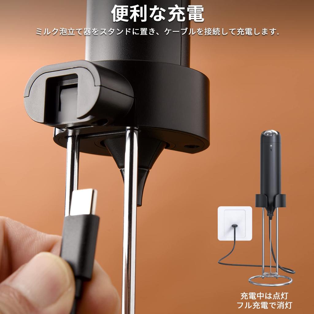 CIRCLE JOY Wall-Mounted Milk Frother, Rechargeable Milk Frother, Electric Mini Drink Mixer with 2-in-1 Stainless Steel Stand, for Coffee, Cappuccino,