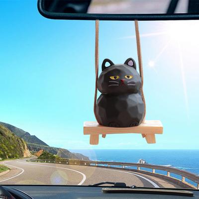 Adorno colgante de gato para coche, diseño de gato de dibujos animados, para espejo retrovisor, decoración interior para amantes de los gatos.